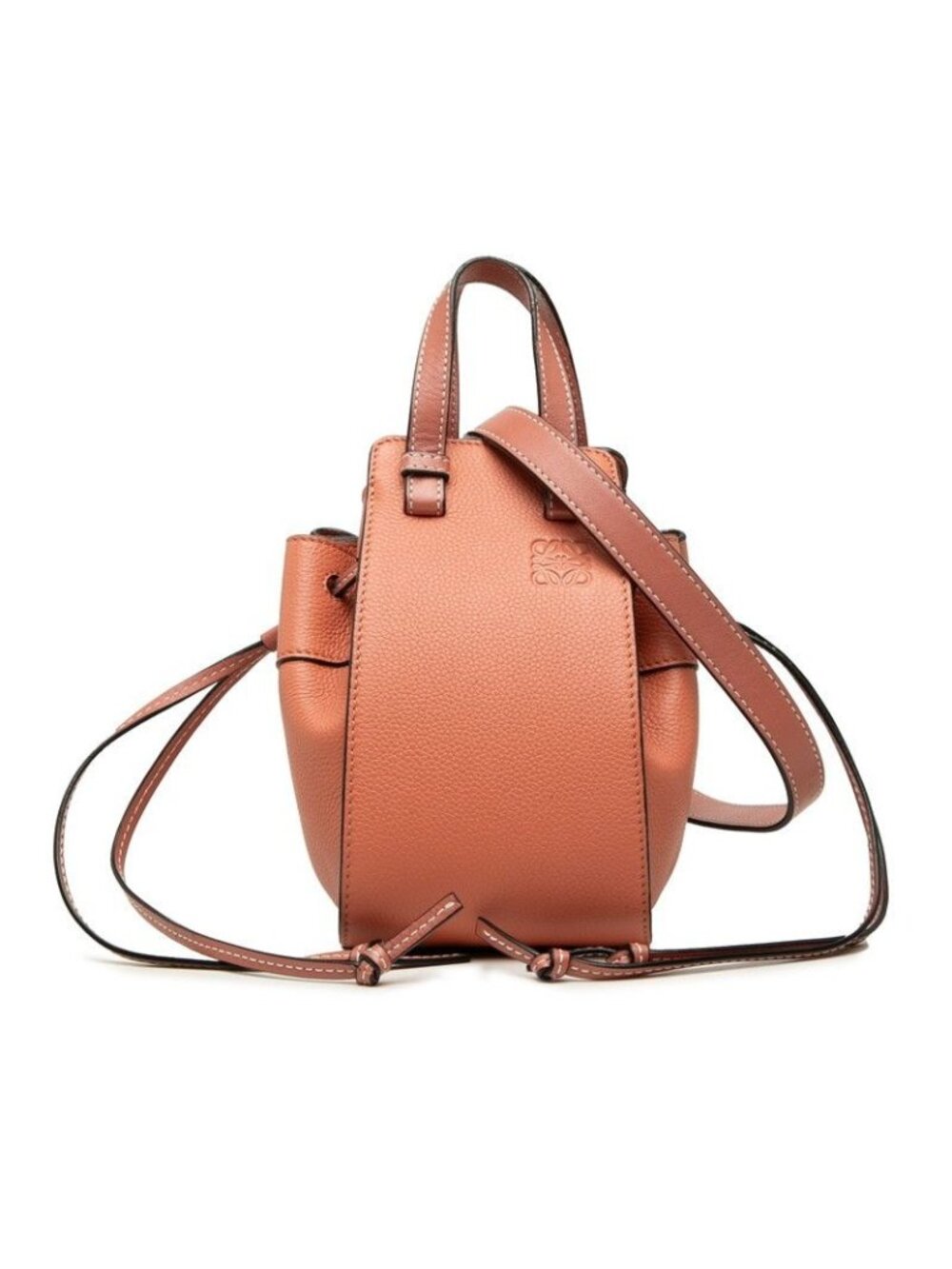 Loewe Anagram Hammock Drawstring Mini 2-Way Shoulder Bag Pink Leather